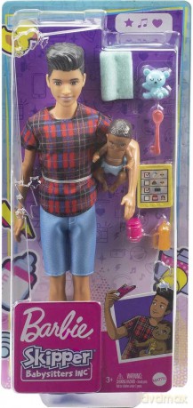 Barbie Opiekunka Lalka + Bobas + Akcesoria