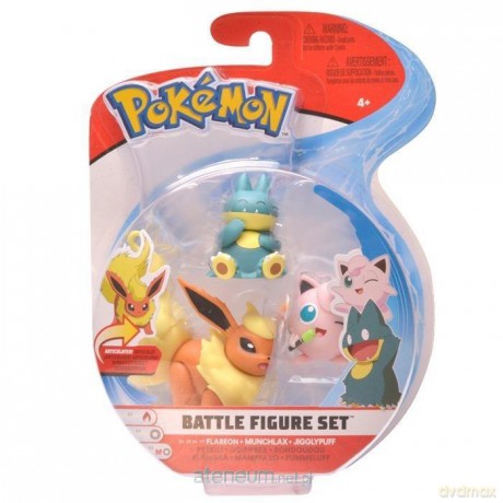 Pokemon Battle Flareon + Munchlax + Jigglypuff [FIGURKA]