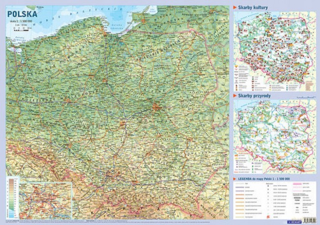 Mapa Polski. Plansza edukacyjna na ścianę i biurko