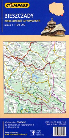Bieszczady Mapa atrakcji turystycznych 1:100 000