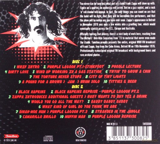 Frank Zappa: Live Detroit 1976 [CD]
