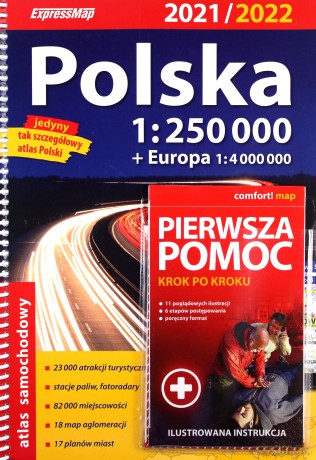 Atlas samachodowy Polska 1:250 000 2021/2022 + Poziom podstawowy [KSIĄŻKA]