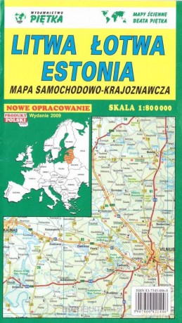 Litwa, Łotwa, Estonia 1:800 000 mapa samochodowa kraj