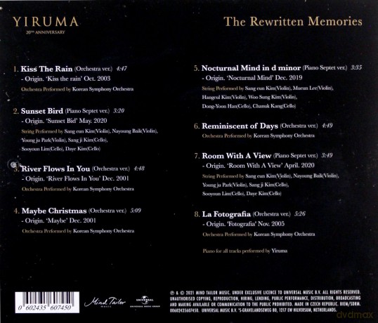 Yiruma: The Rewritten Memories [CD]