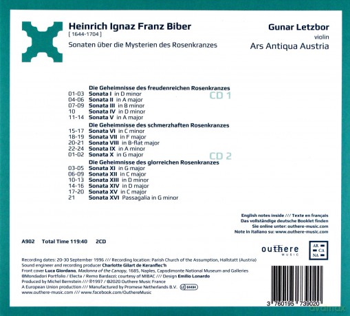 Ars Antiqua Austria & Gunar Letzbor: Biber: Sonaten Uber Die Mysterien Des Rosenkranzes [2CD]
