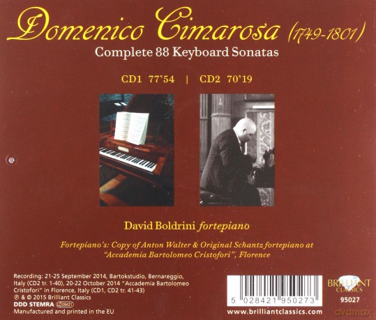 David Boldrini: Cimarosa: Complete 88 Keyboard Sonatas [2CD]