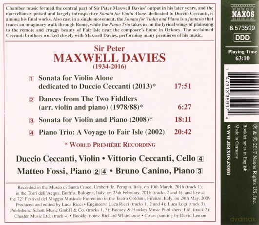 Peter Maxwell Davies: Peter Maxwell Davies Sonata For Violin A [CD]