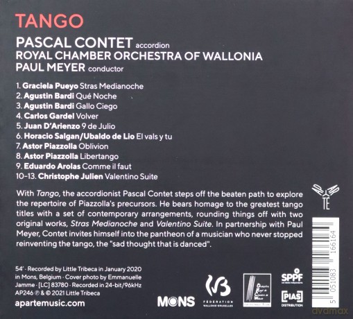 Pascal Contet Royal Chamber Orchestra of Wallonia Meyer: Tango Works (digipack) [CD]