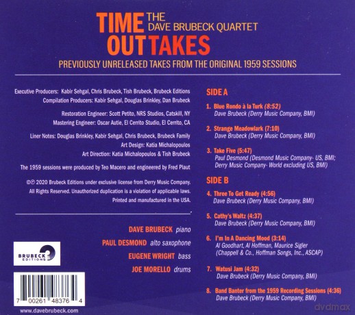 Dave Brubeck Quartet: Time Outtakes [CD]