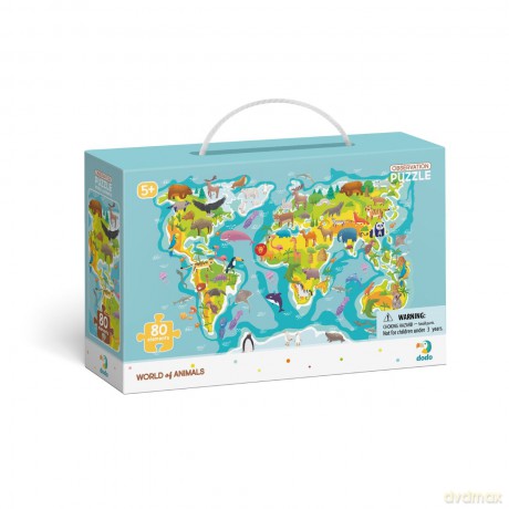 DODO 80 el. obserwacyjne Mapa Świata zwierząt DOP300133 [PUZZLE]