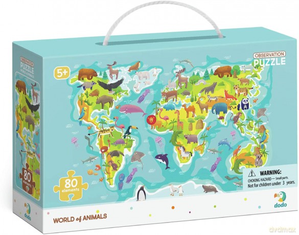 DODO 80 el. obserwacyjne Mapa Świata zwierząt DOP300133 [PUZZLE]