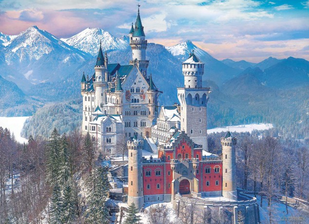EUROGRAPHICS 1000 el. Zamek Neuschwanstein zimą Niemcy 6000-5419 [PUZZLE]