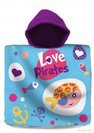 Poncho kąpielowe Love Pirates 120x60cm KL10597