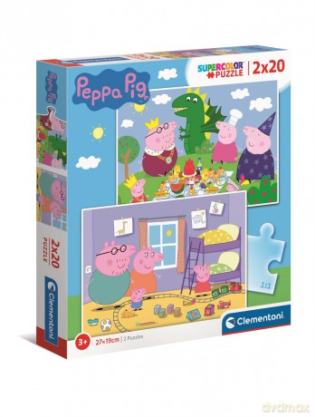 CLEMENTONI 2x20 el. super color Świnka Peppa 24778 [PUZZLE]