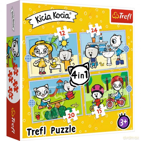 TREFL 4w1 (12,15,20,24) Dzień Kici Koci 34372 [PUZZLE]
