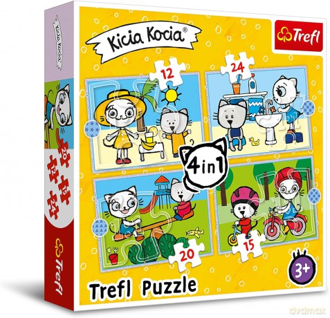 TREFL 4w1 (12,15,20,24) Dzień Kici Koci 34372 [PUZZLE]