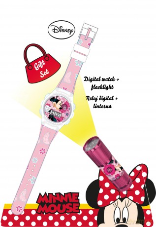Zegarek cyfrowy z latarką LED Myszka Minnie WD16848