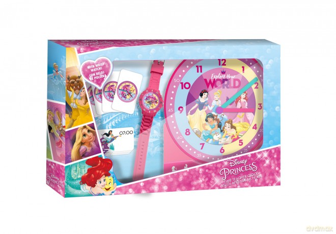 Zestaw do nauki o czasie z zegarkiem i kartami do gry Disney Princess WD19967