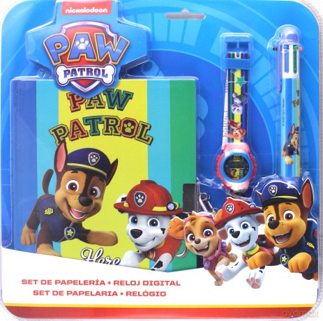 Zestaw z zegarkiem cyfrowym, długopisem, pamiętnikiem Psi Patrol PW16691