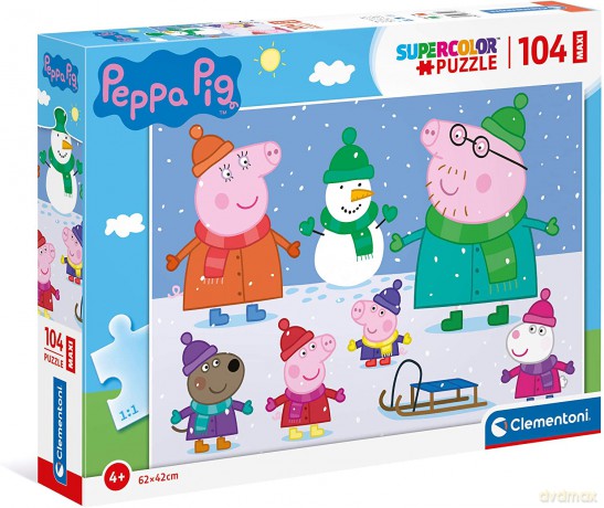 CLEMENTONI 104 el. maxi super color Świnka Peppa 23752 [PUZZLE]