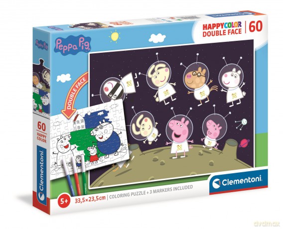 CLEMENTONI 60 el. happy color Świnka Peppa 26096 [PUZZLE]