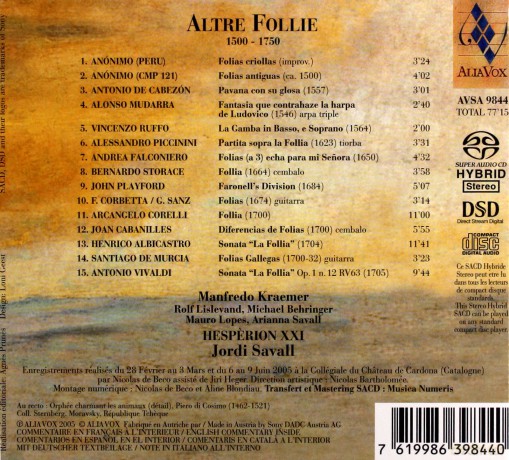 Jordi Savall: Altre Follie [SACD]