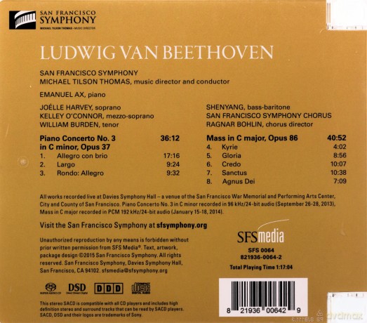 Ludwig Van Beethoven: Beethoven: Piano Concerto No. 3, Mass in C Major [SACD]