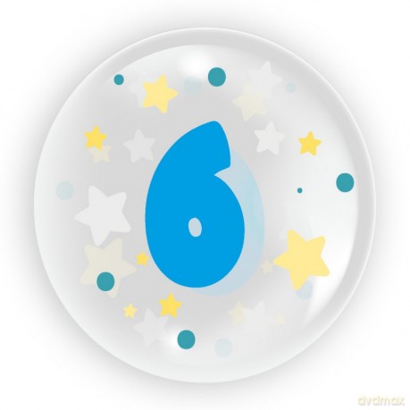 Balon 45 cm - Cyfra 6 dla chłopca 6 sztuk