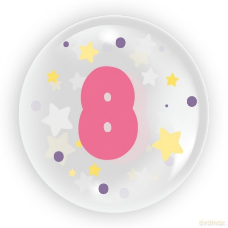 Balon 45 cm - Cyfra 8 dla dziewczynki 6 sztuk