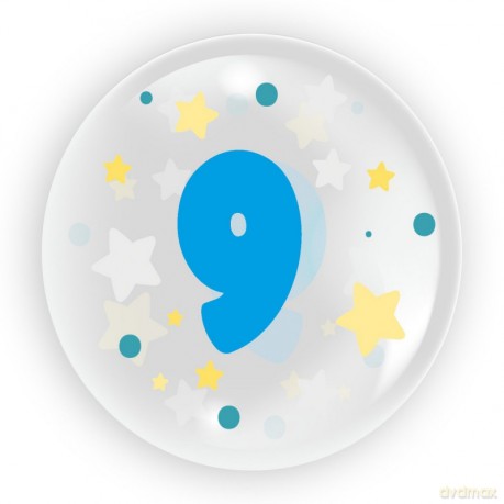 Balon 45 cm - Cyfra 9 dla chłopca 6 sztuk