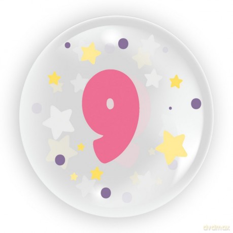 Balon 45 cm - Cyfra 9 dla dziewczynki 6 sztuk