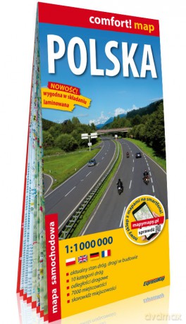 Polska laminowana mapa samochodowa 1:1 000 000