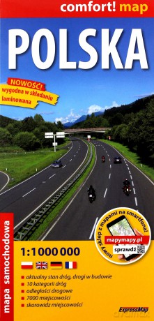 Polska laminowana mapa samochodowa 1:1 000 000