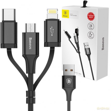 BASEUS Kabel 3w1 Lightning USB-C Micro USB 1,2m