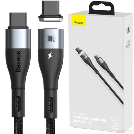 BASEUS Kabel magnetyczny USB-C do USB-C 100W 1.5m