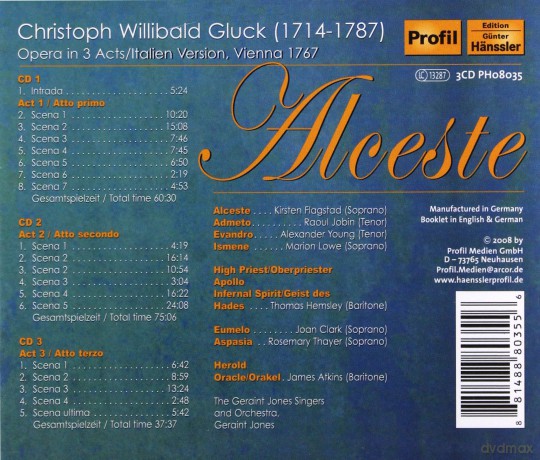 Christoph Willibald Gluck: Alceste (ital.Fassung) [3CD]