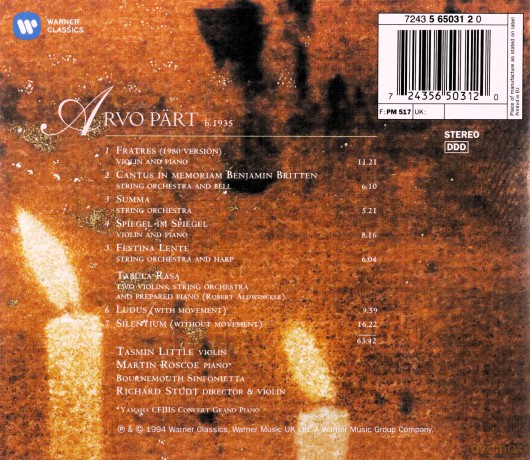 Arvo Part: Cantus in Memory of Benjamin Britten [CD]