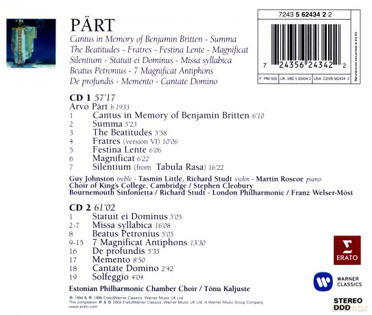 Arvo Part: Cantus in Memory of Benjamin Britten [2CD]