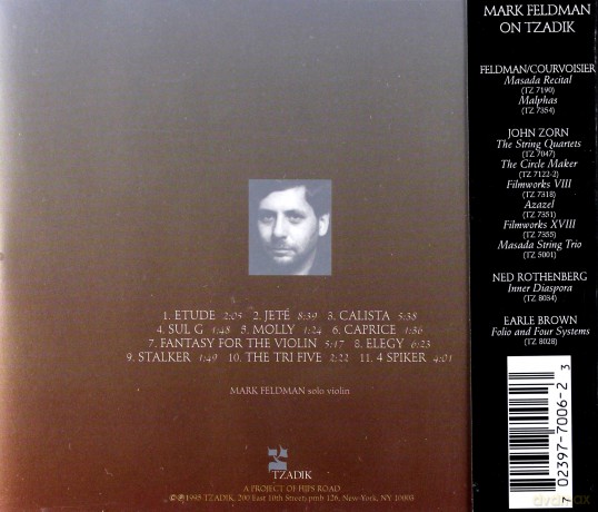 Mark Feldman: Music For Violin Alone [CD]