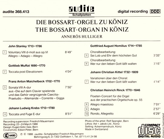 Die Brossart-Orgel zu Koniz (CH) [CD]