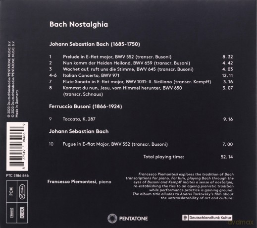 Johann Sebastian Bach: Francesco Piemontesi-Bach Nostalghia [CD]