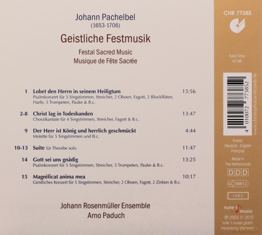Johann Pachelbel: Geistliche Festmusik [CD]