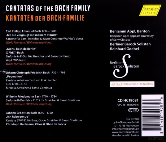 Carl Philipp Emanuel Bach: Kantaten der Bach-Familie [CD]