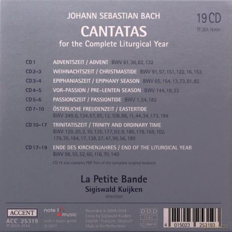 Johann Sebastian Bach: Kantaten fur das liturgische Jahr [CD]