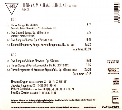 Henryk Mikolaj Gorecki: Lieder [CD]