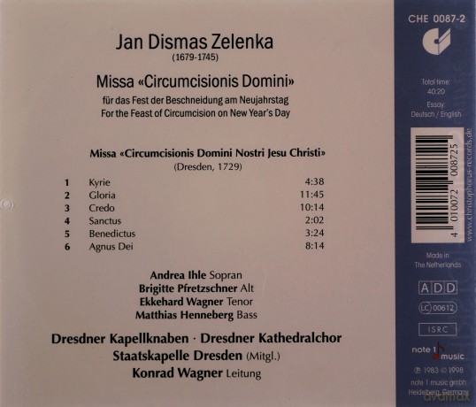 Jan Dismas Zelenka: Missa Circumcisionis Domini Nostri [CD]
