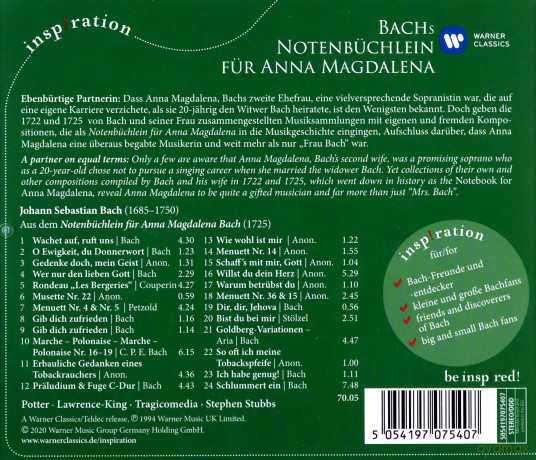Johann Sebastian Bach: Notenbuchlein fur Anna Magdalena Bach [CD]
