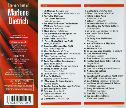 Marlene Dietrich: The Very Best Of Marlene Dietrich - 50 Greatest Hits [2CD]