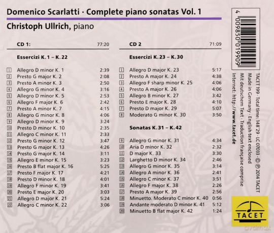 Domenico Scarlatti: Semtliche Klaviersonaten vol. 1 [CD]