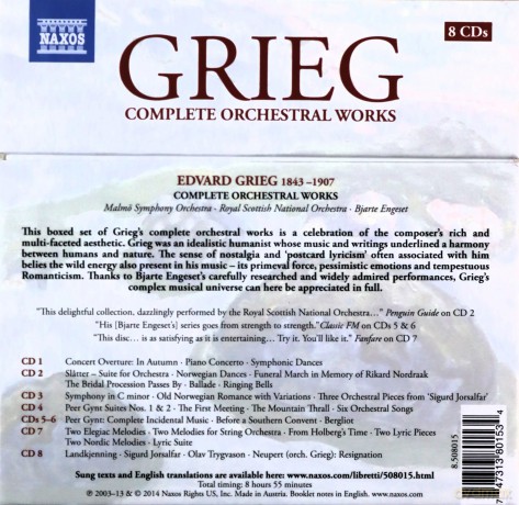 Edvard Grieg: Semtliche Orchesterwerke [8CD]